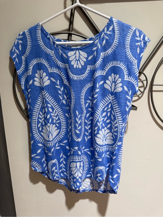 Joie Tops - Joie Blue Floral Print Cap-Sleeve Women's Top Size S 100% Linen